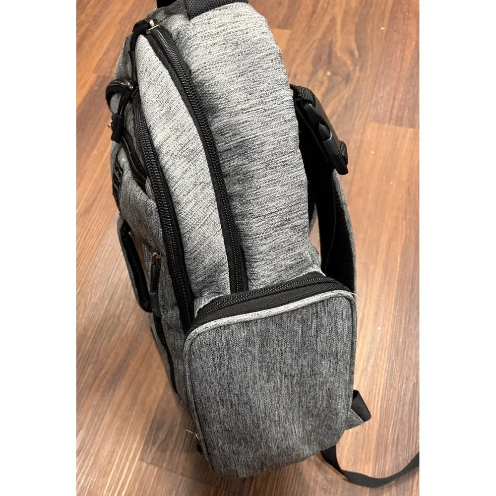 Eddie Bauer‎ Gray Rainier Back Pack Diaper-Bag Center Handle-Stroller Loops
